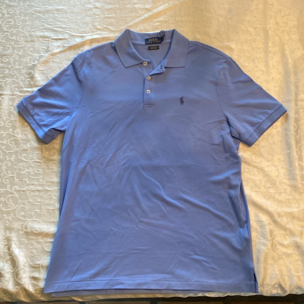Adult Medium Blue Collared Shirt, Classic Fit and Stretch Mesh from Polo